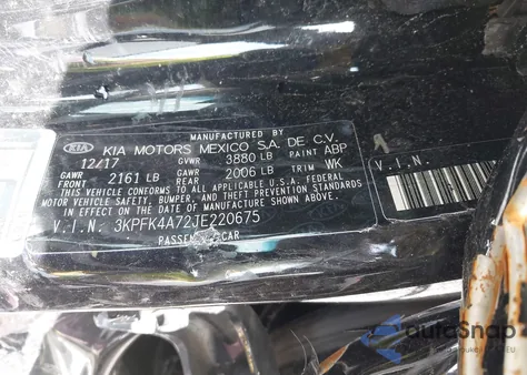 2018 Kia Forte Lx из США, поврежденный, VIN 3KPFK4A72JE220675